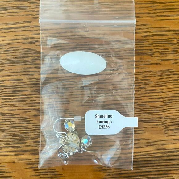 Swarovski Crystal Elements Shoreline Sand Dollar Earrings NWT - Picture 3 of 4
